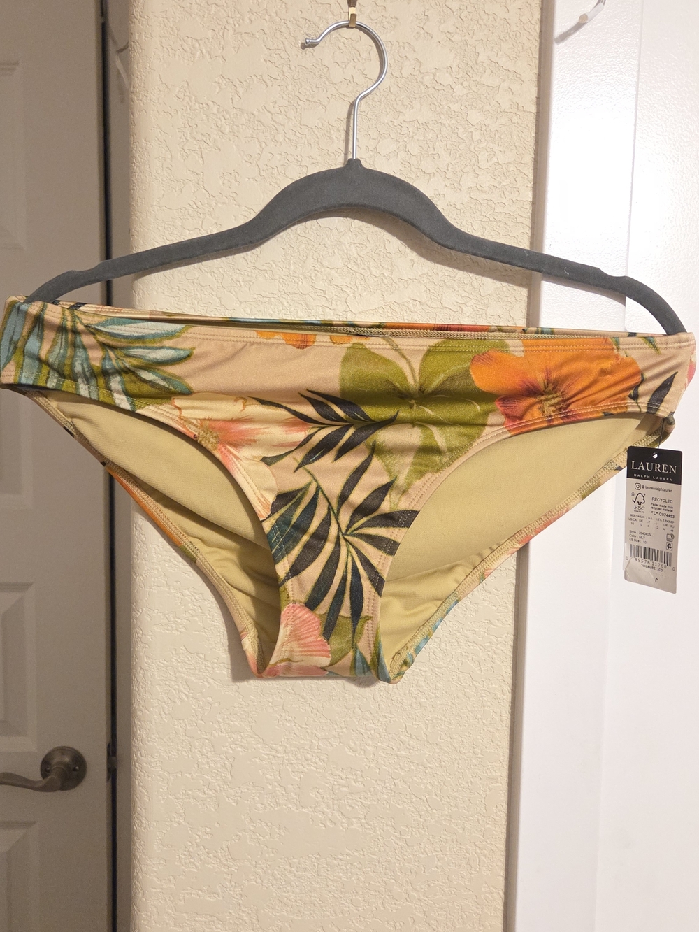 Lauren Ralph Lauren Orange and Green Tropical Bikini Bottom